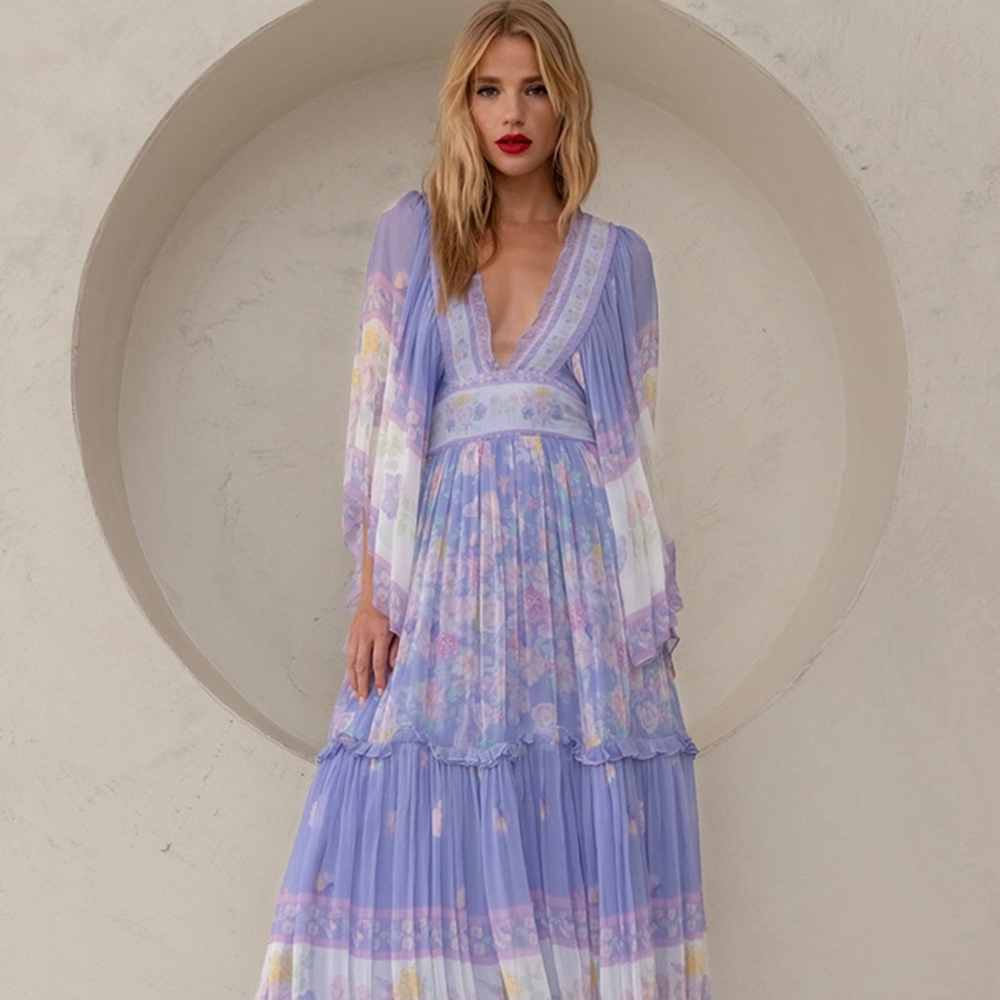 Fillyboo Lavender Floral Long Sleeve Dress